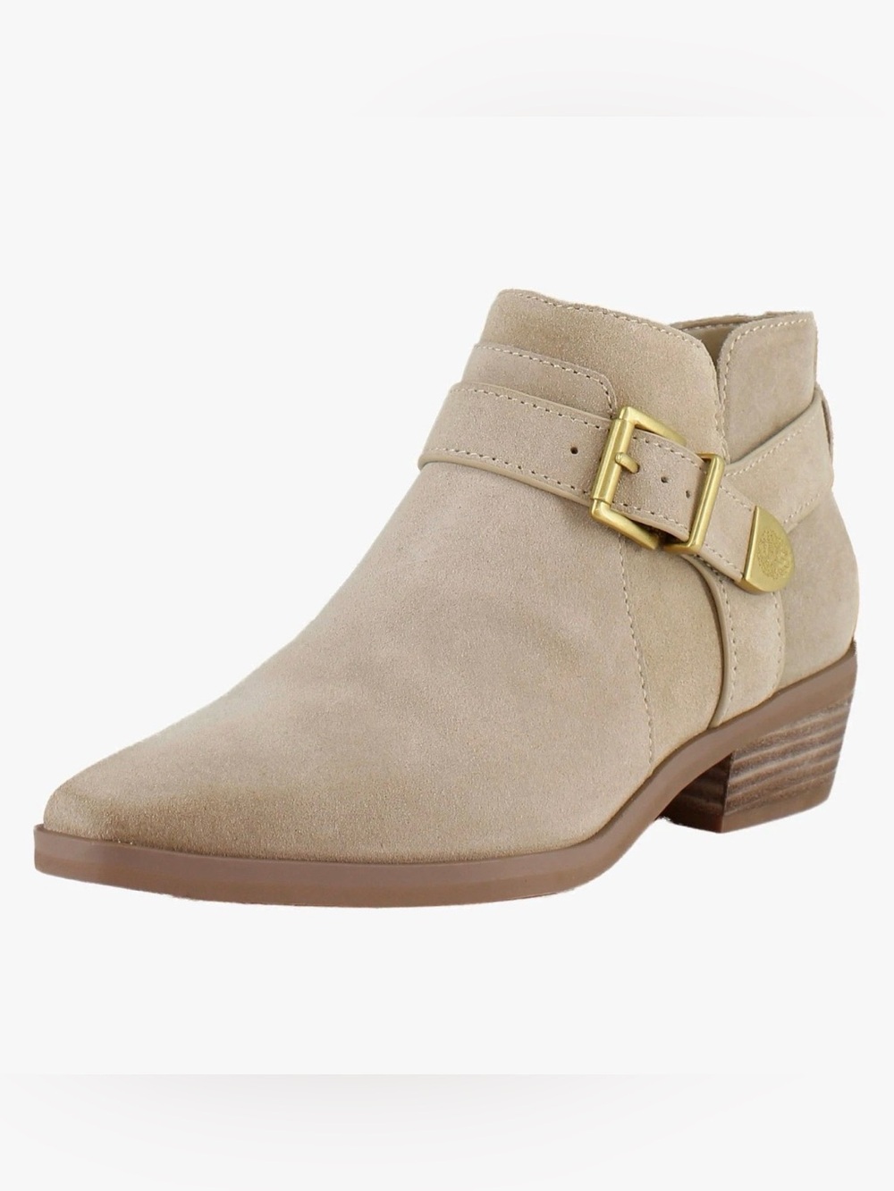 Vince Camuto Tan Maiyah Suede Ankle Boot with golf buckle size 8.5